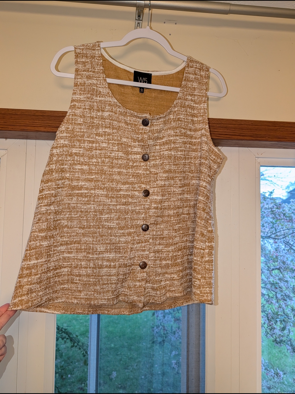 W5 Yellow And Ivory Button Tank